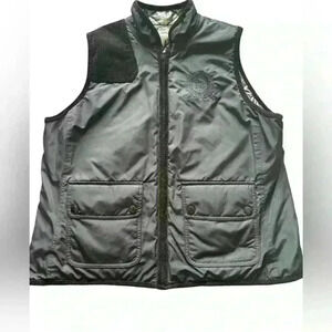 Ralph Lauren Womens Quilted Vest  Full Zip Embroidred Logo Pockets Gray Size 1X